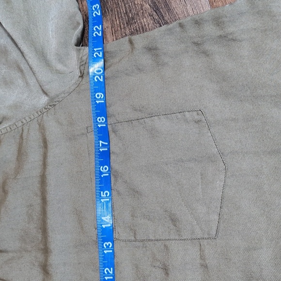 Free People x CP Shades Oversized Button Down Silk Blend Size XS In Olive Green - Picture 8 of 10